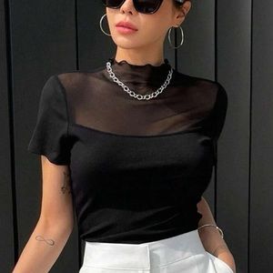 Mesh black shirt sleeve top